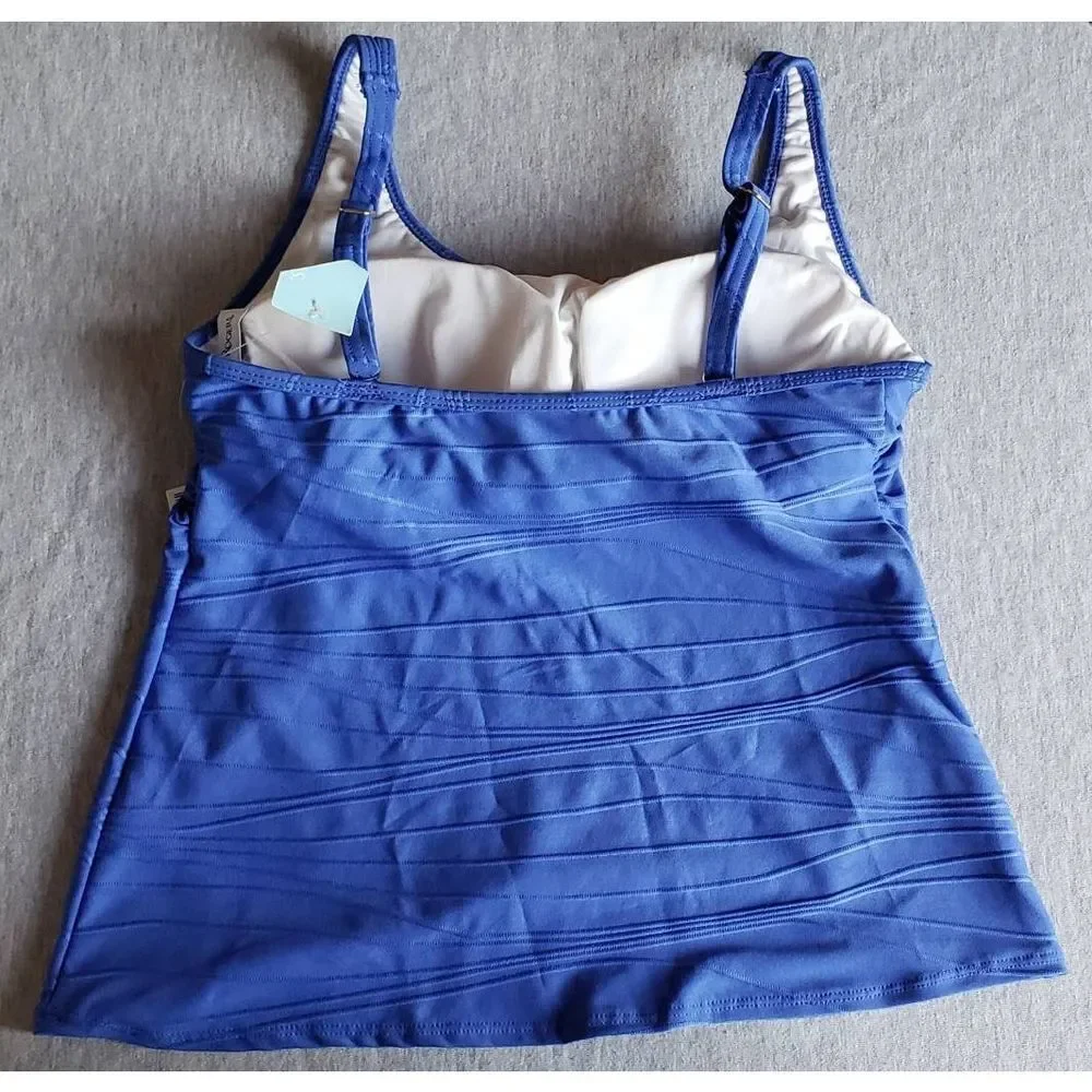 KIM ROGERS BLUE TANKINI TOP NWT SIZE SMALL - Picture 2 of 5